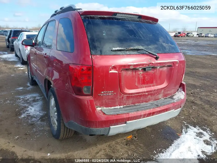 2006 Pontiac Torrent VIN: 2CKDL63F766025059 Lot: 12548585