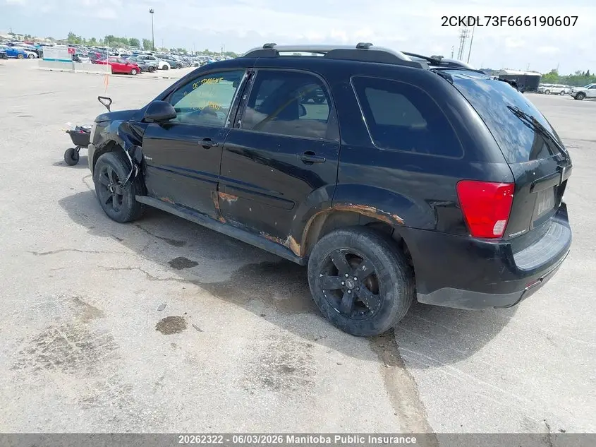 2006 Pontiac Torrent VIN: 2CKDL73F666190607 Lot: 20262322
