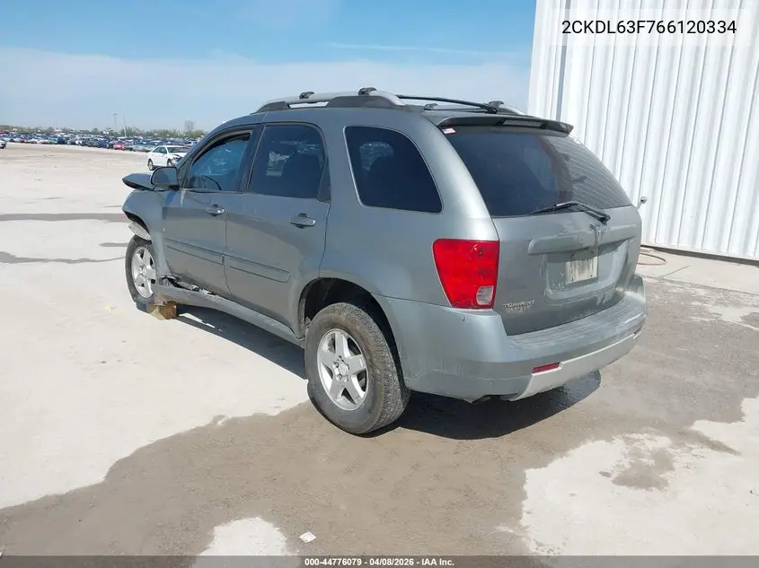 2006 Pontiac Torrent VIN: 2CKDL63F766120334 Lot: 44776079