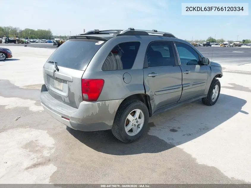 2006 Pontiac Torrent VIN: 2CKDL63F766120334 Lot: 44776079
