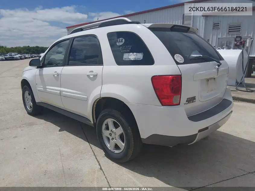 2006 Pontiac Torrent VIN: 2CKDL63F666184221 Lot: 44975908