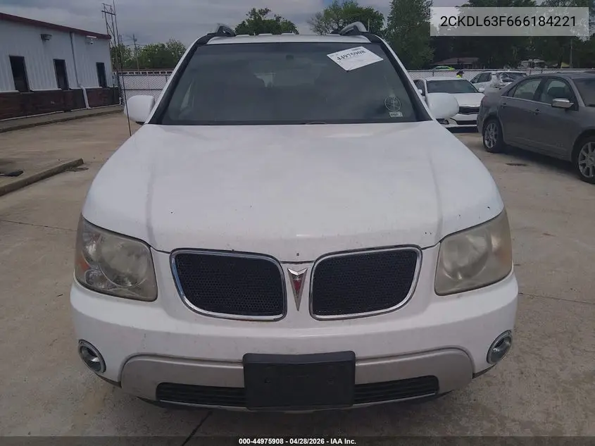 2006 Pontiac Torrent VIN: 2CKDL63F666184221 Lot: 44975908