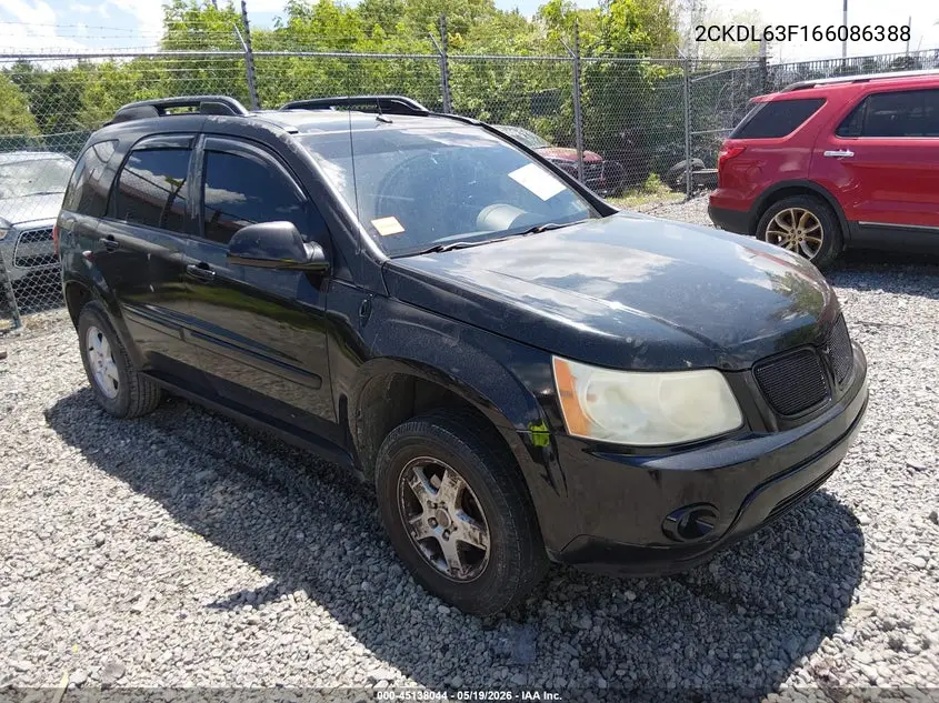 2006 Pontiac Torrent VIN: 2CKDL63F166086388 Lot: 45138044