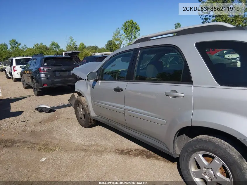 2006 Pontiac Torrent VIN: 2CKDL63F866211919 Lot: 45211466