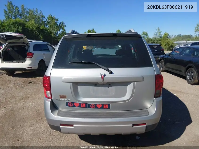 2006 Pontiac Torrent VIN: 2CKDL63F866211919 Lot: 45211466