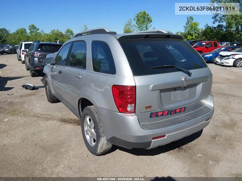 2006 Pontiac Torrent VIN: 2CKDL63F866211919 Lot: 45211466