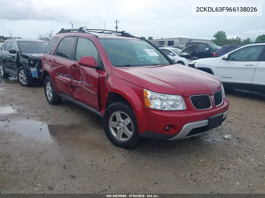 2006 Pontiac Torrent VIN: 2CKDL63F966138026 Lot: 45530060