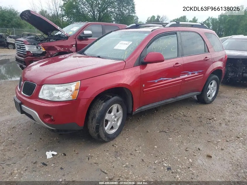 2006 Pontiac Torrent VIN: 2CKDL63F966138026 Lot: 45530060