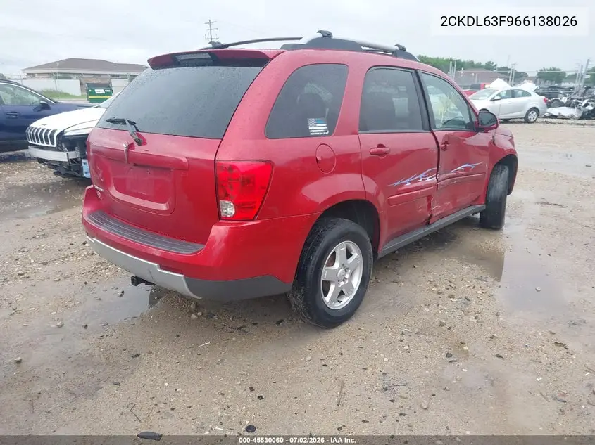 2006 Pontiac Torrent VIN: 2CKDL63F966138026 Lot: 45530060