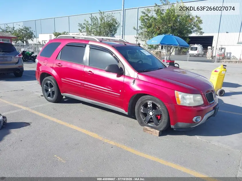 2006 Pontiac Torrent VIN: 2CKDL63F266027074 Lot: 45596687