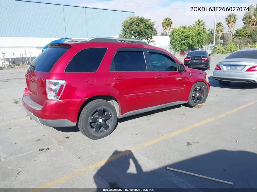 2006 Pontiac Torrent VIN: 2CKDL63F266027074 Lot: 45596687