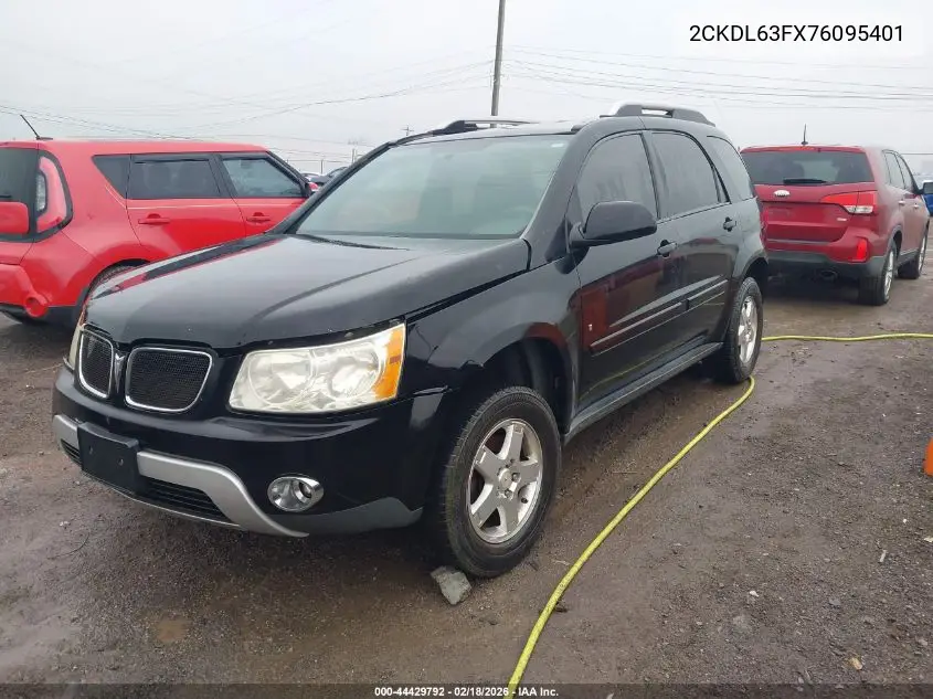 2007 Pontiac Torrent VIN: 2CKDL63FX76095401 Lot: 44429792