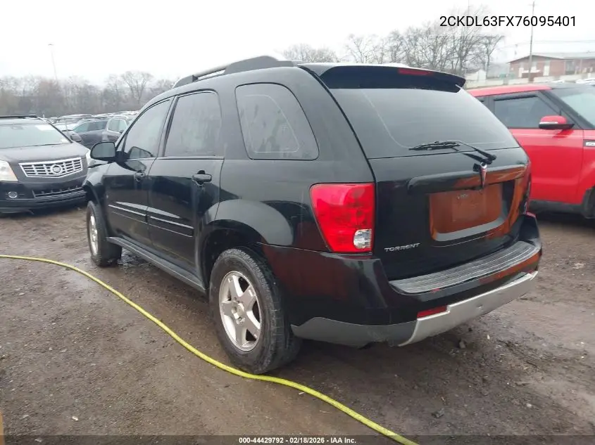 2007 Pontiac Torrent VIN: 2CKDL63FX76095401 Lot: 44429792