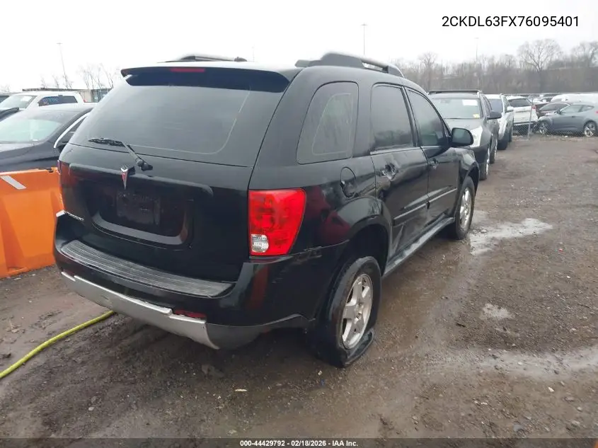 2007 Pontiac Torrent VIN: 2CKDL63FX76095401 Lot: 44429792