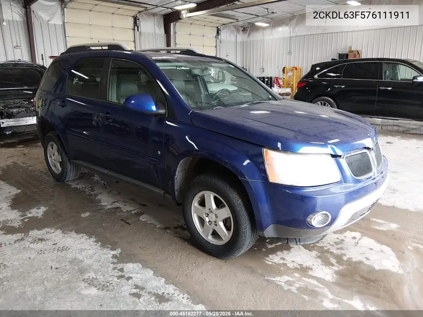 2007 Pontiac Torrent VIN: 2CKDL63F576111911 Lot: 45182277
