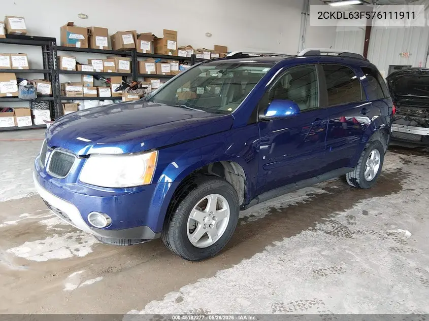 2007 Pontiac Torrent VIN: 2CKDL63F576111911 Lot: 45182277