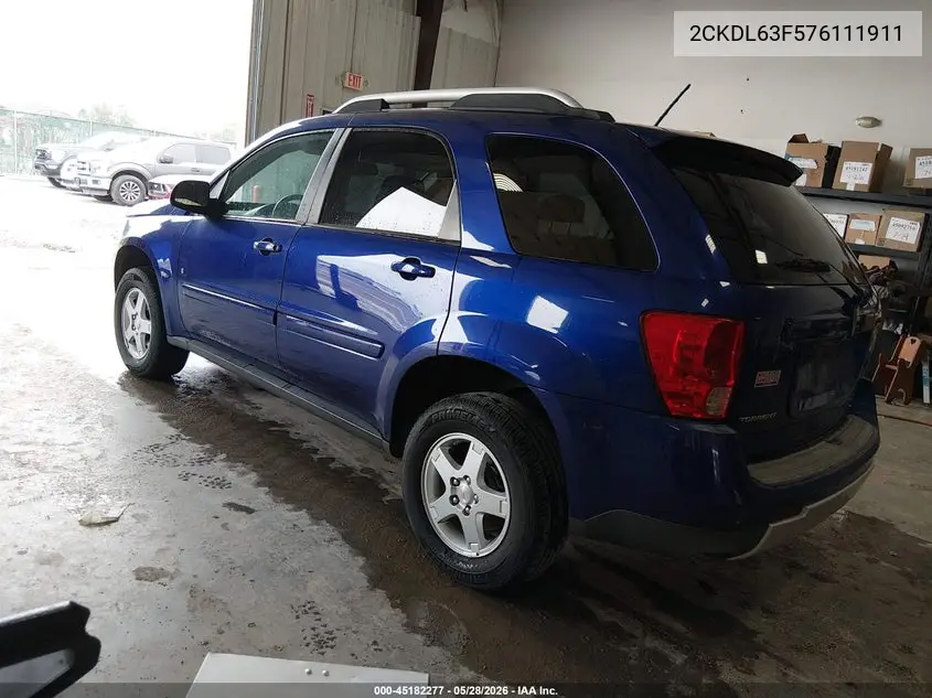2007 Pontiac Torrent VIN: 2CKDL63F576111911 Lot: 45182277