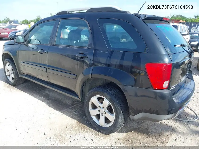 2007 Pontiac Torrent VIN: 2CKDL73F676104598 Lot: 45271167
