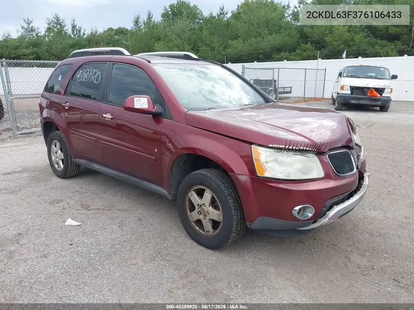 2007 Pontiac Torrent VIN: 2CKDL63F376106433 Lot: 45389920