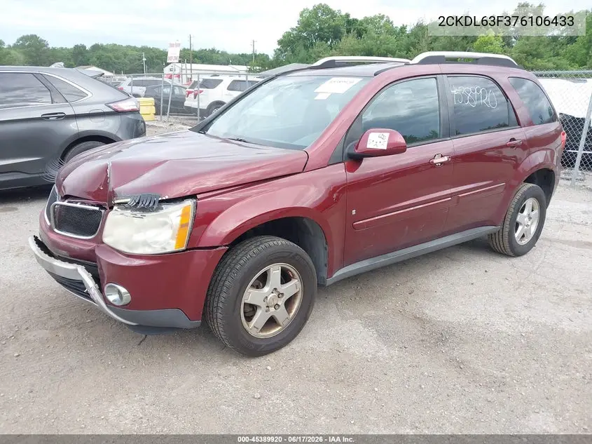 2007 Pontiac Torrent VIN: 2CKDL63F376106433 Lot: 45389920