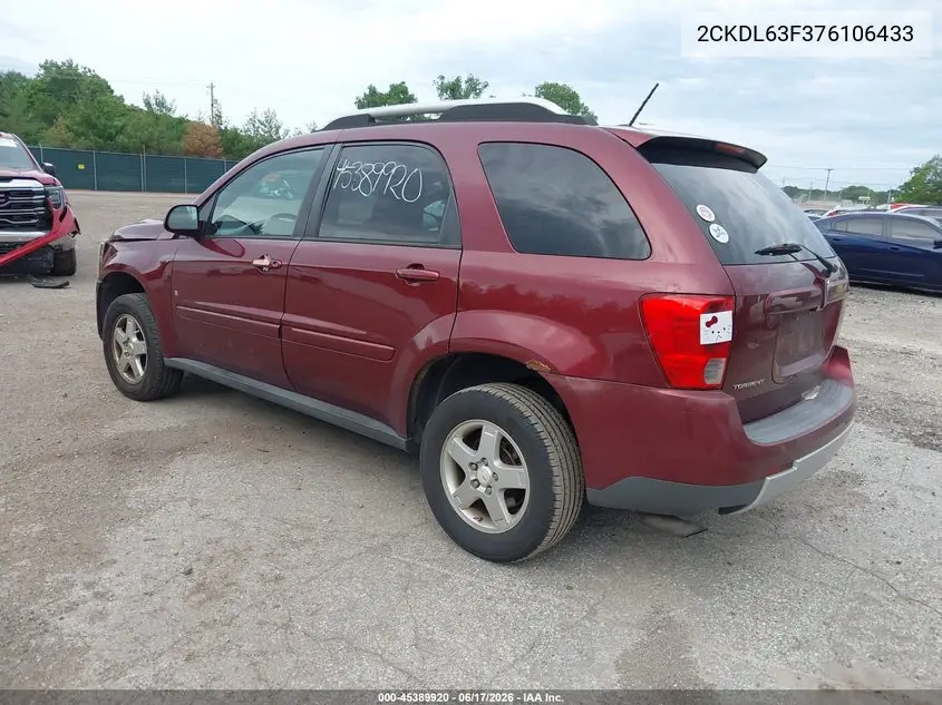 2007 Pontiac Torrent VIN: 2CKDL63F376106433 Lot: 45389920