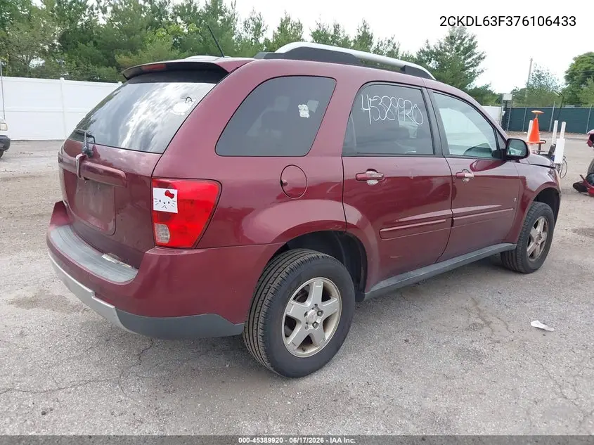 2007 Pontiac Torrent VIN: 2CKDL63F376106433 Lot: 45389920