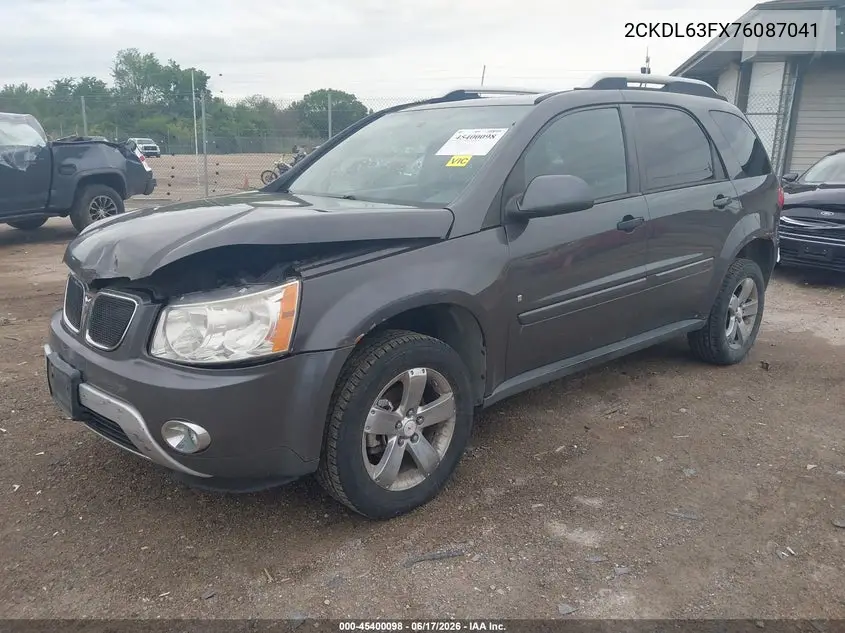 2007 Pontiac Torrent VIN: 2CKDL63FX76087041 Lot: 45400098