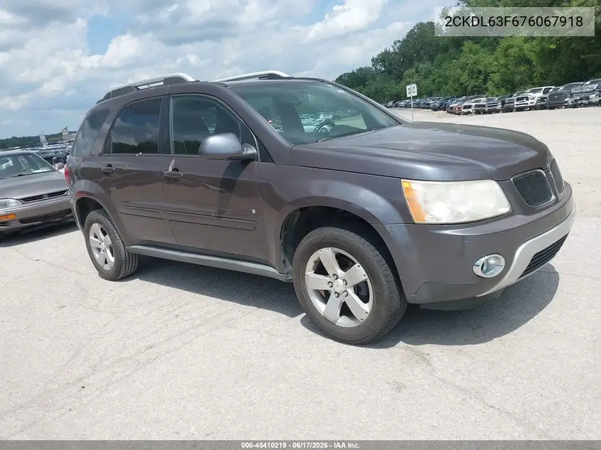 2007 Pontiac Torrent VIN: 2CKDL63F676067918 Lot: 45410219