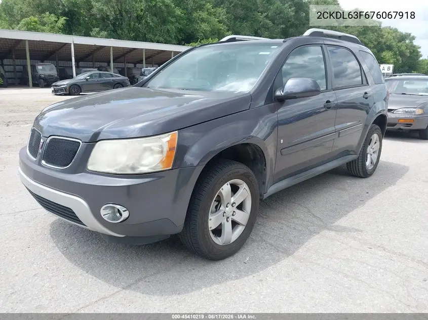 2007 Pontiac Torrent VIN: 2CKDL63F676067918 Lot: 45410219