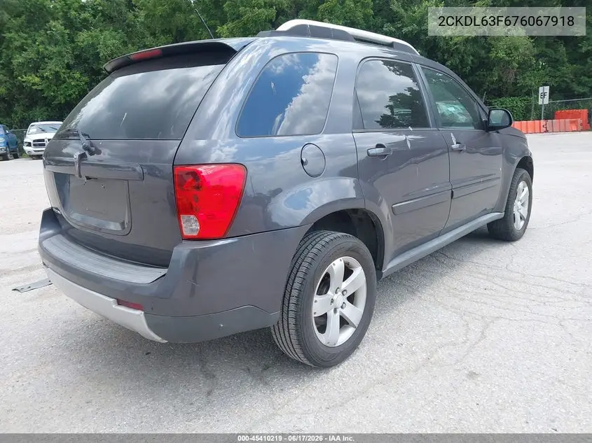 2007 Pontiac Torrent VIN: 2CKDL63F676067918 Lot: 45410219