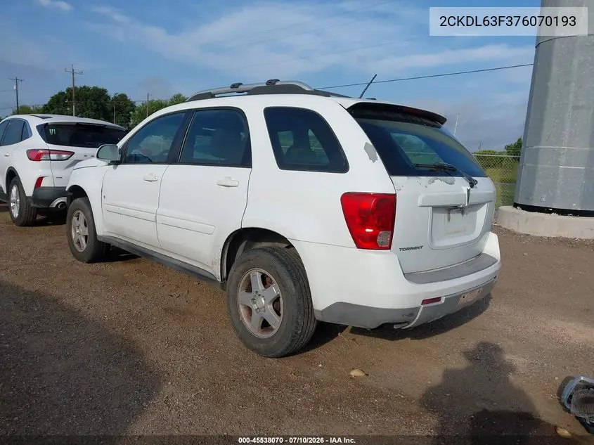 2007 Pontiac Torrent VIN: 2CKDL63F376070193 Lot: 45538070