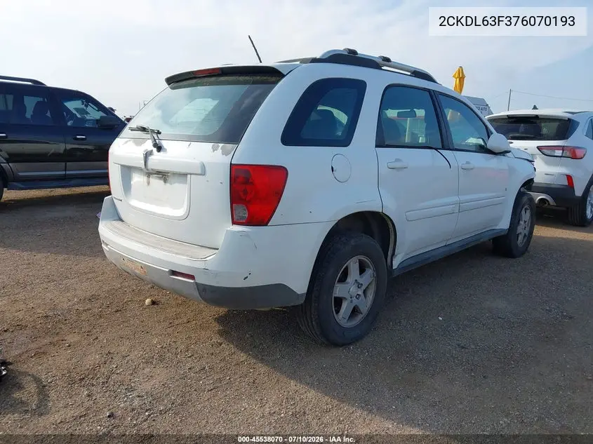 2007 Pontiac Torrent VIN: 2CKDL63F376070193 Lot: 45538070