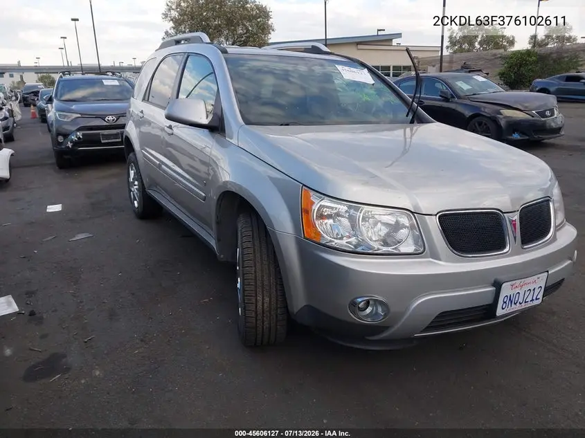 2007 Pontiac Torrent VIN: 2CKDL63F376102611 Lot: 45606127
