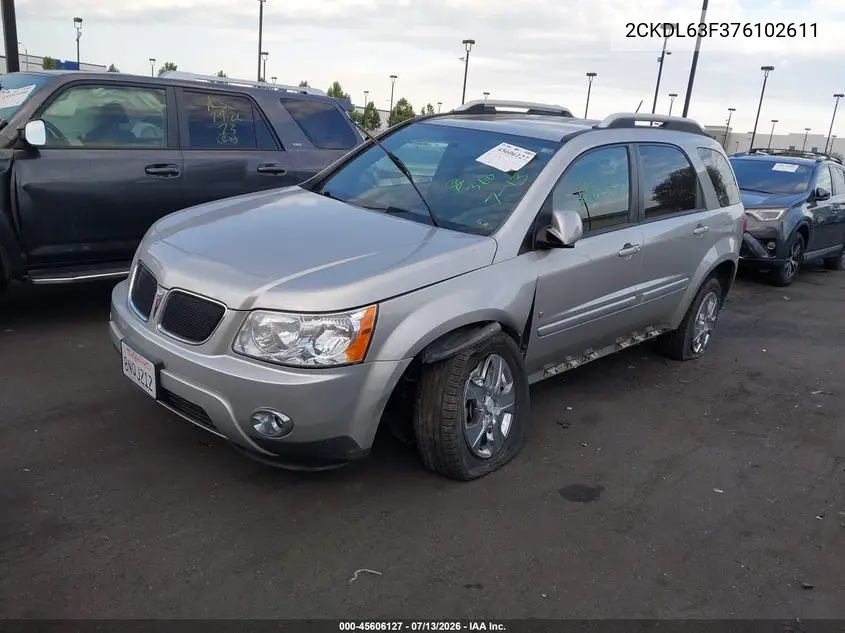 2007 Pontiac Torrent VIN: 2CKDL63F376102611 Lot: 45606127