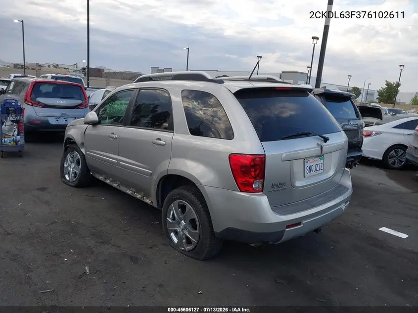 2007 Pontiac Torrent VIN: 2CKDL63F376102611 Lot: 45606127
