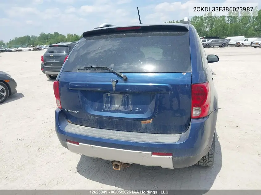 2008 Pontiac Torrent VIN: 2CKDL33F386023987 Lot: 12625949