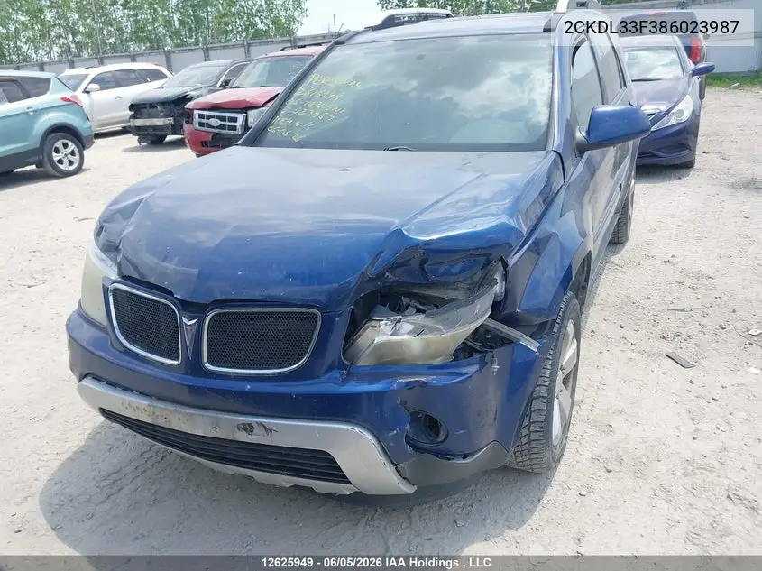 2008 Pontiac Torrent VIN: 2CKDL33F386023987 Lot: 12625949