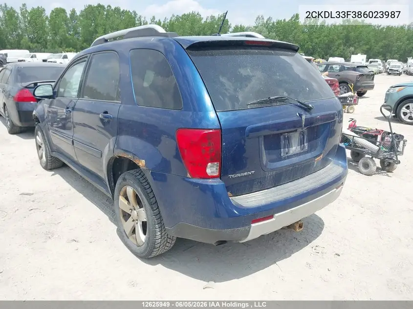 2008 Pontiac Torrent VIN: 2CKDL33F386023987 Lot: 12625949