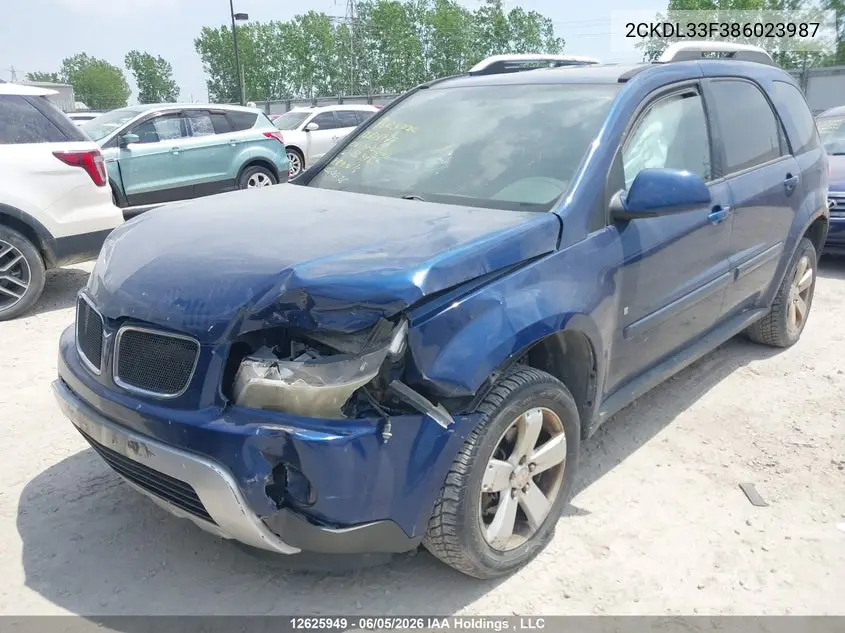 2008 Pontiac Torrent VIN: 2CKDL33F386023987 Lot: 12625949