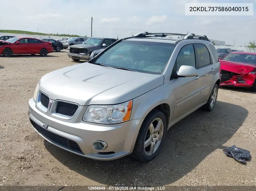 2008 Pontiac Torrent Gxp VIN: 2CKDL737586040015 Lot: 12656649