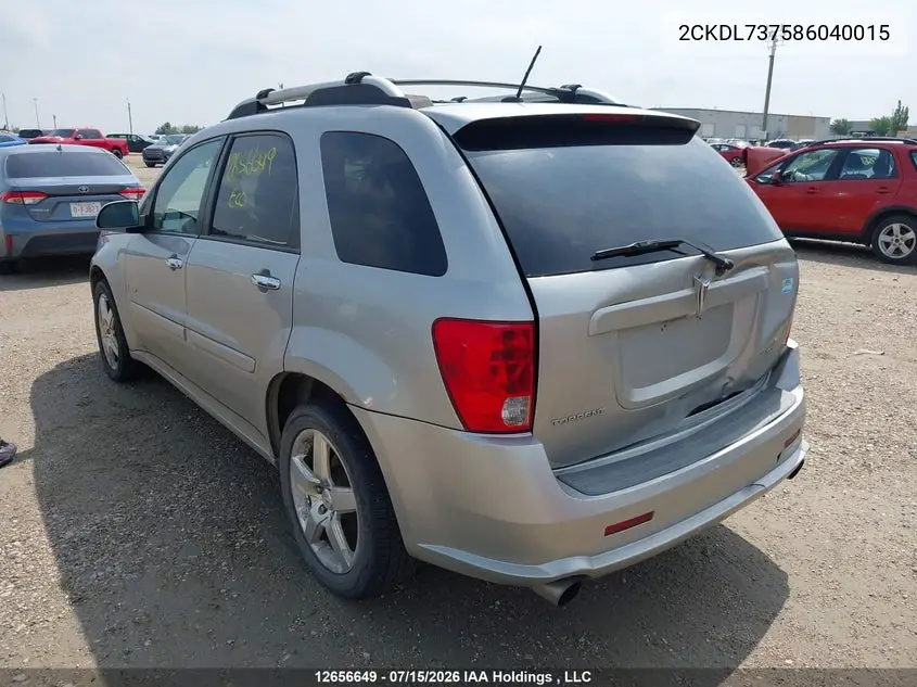 2008 Pontiac Torrent Gxp VIN: 2CKDL737586040015 Lot: 12656649