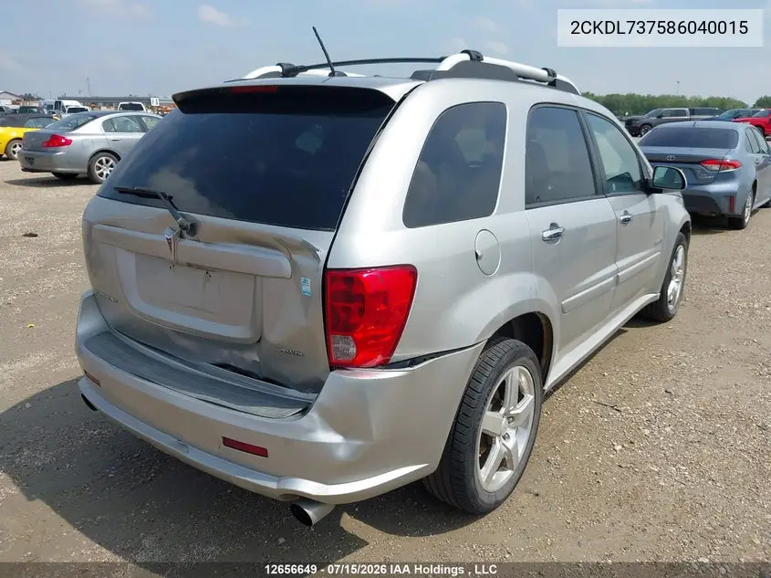 2008 Pontiac Torrent Gxp VIN: 2CKDL737586040015 Lot: 12656649