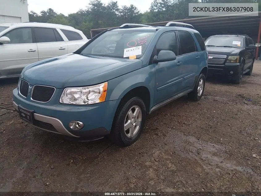 2008 Pontiac Torrent VIN: 2CKDL33FX86307908 Lot: 44713773