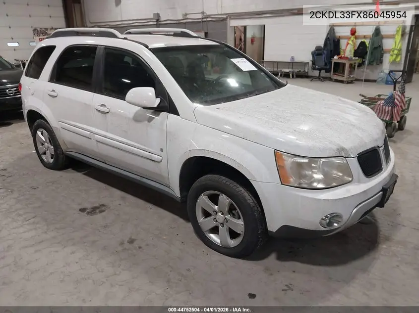 2008 Pontiac Torrent VIN: 2CKDL33FX86045954 Lot: 44752504