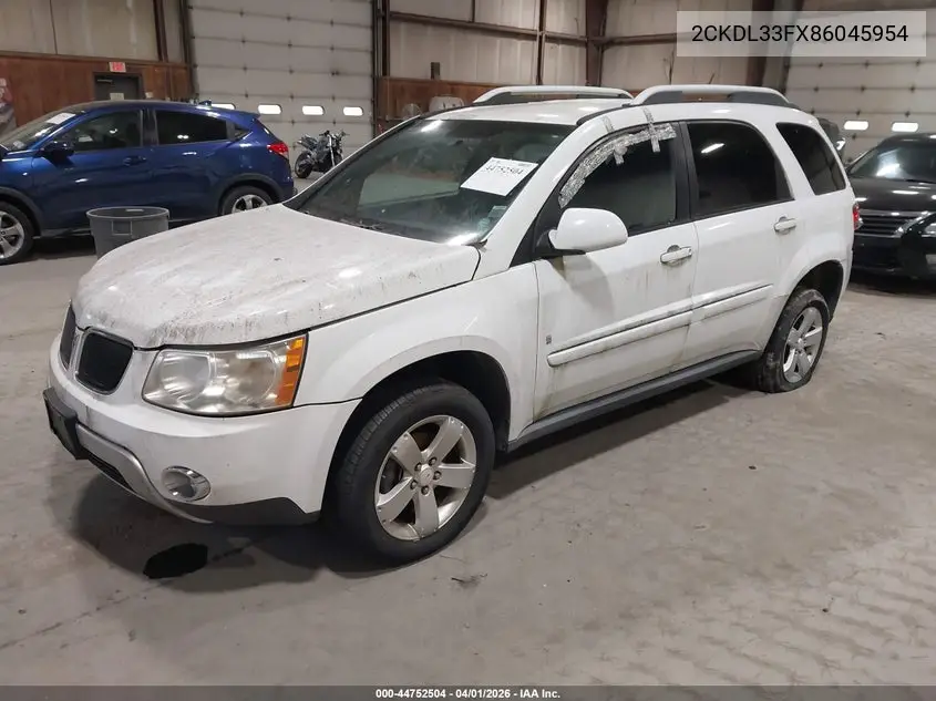 2008 Pontiac Torrent VIN: 2CKDL33FX86045954 Lot: 44752504