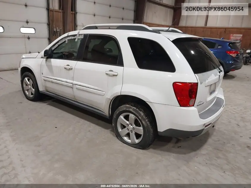 2008 Pontiac Torrent VIN: 2CKDL33FX86045954 Lot: 44752504