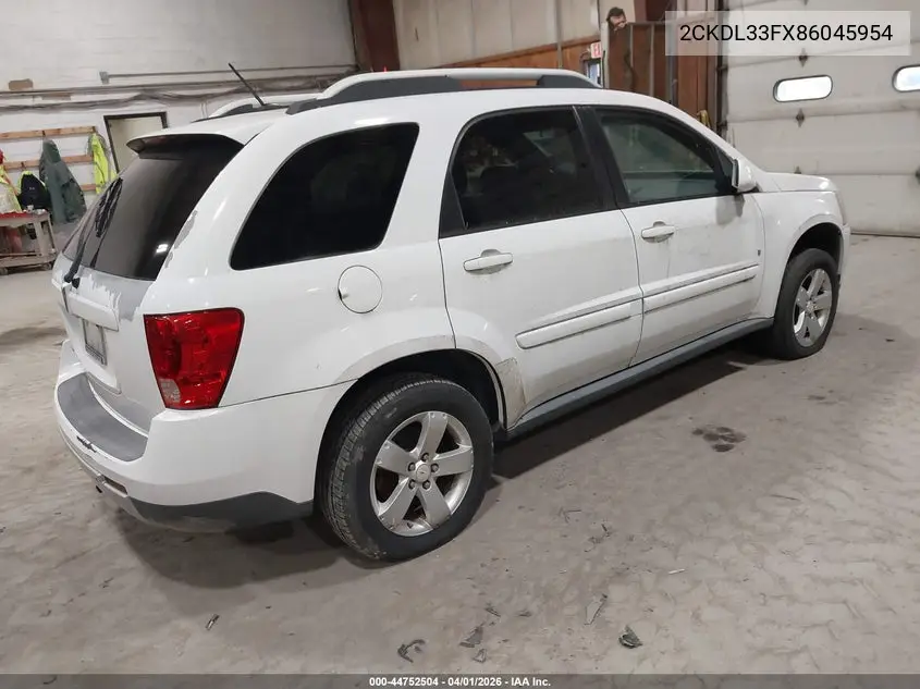 2008 Pontiac Torrent VIN: 2CKDL33FX86045954 Lot: 44752504