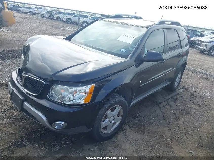 2008 Pontiac Torrent VIN: 2CKDL33F986056038 Lot: 44941934