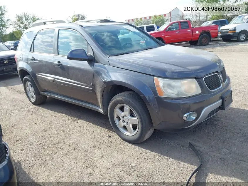 2008 Pontiac Torrent VIN: 2CKDL43F986070057 Lot: 45019836