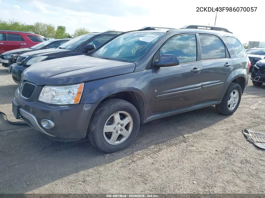 2008 Pontiac Torrent VIN: 2CKDL43F986070057 Lot: 45019836